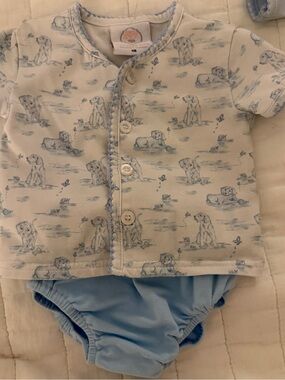 Unbranded Blue Puppy Print Kids Matching Bodysuit Set